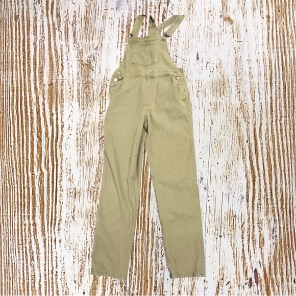 Pants - Women’s Olive Beige Overalls Jumpsuit - Casual Utility Style size XS